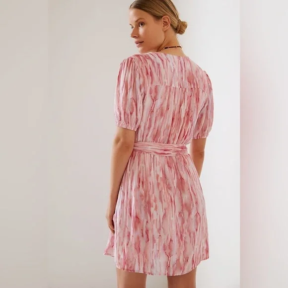 Anthropologie | Cloth and Stone Watercolor Pink Dress - Picture 3 of 10